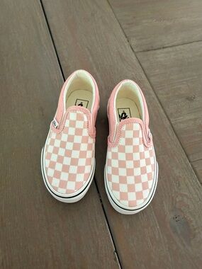 Vans Kids Slip-On Checkerboard Pink and White